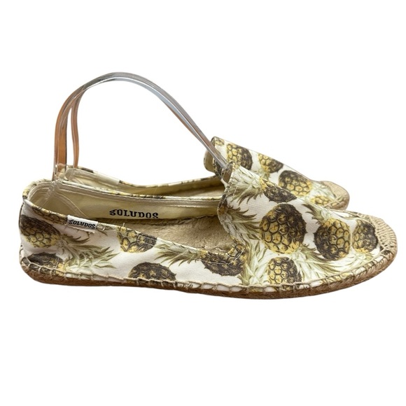 Soludos Pineapple Print Espadrille Flats with fabric upper woven heel 10 - Picture 2 of 11
